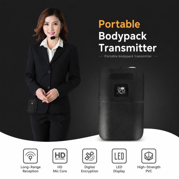 E8 2 in 1 VHF Wireless Dual-Channel Microphone, Headset, Lavalier