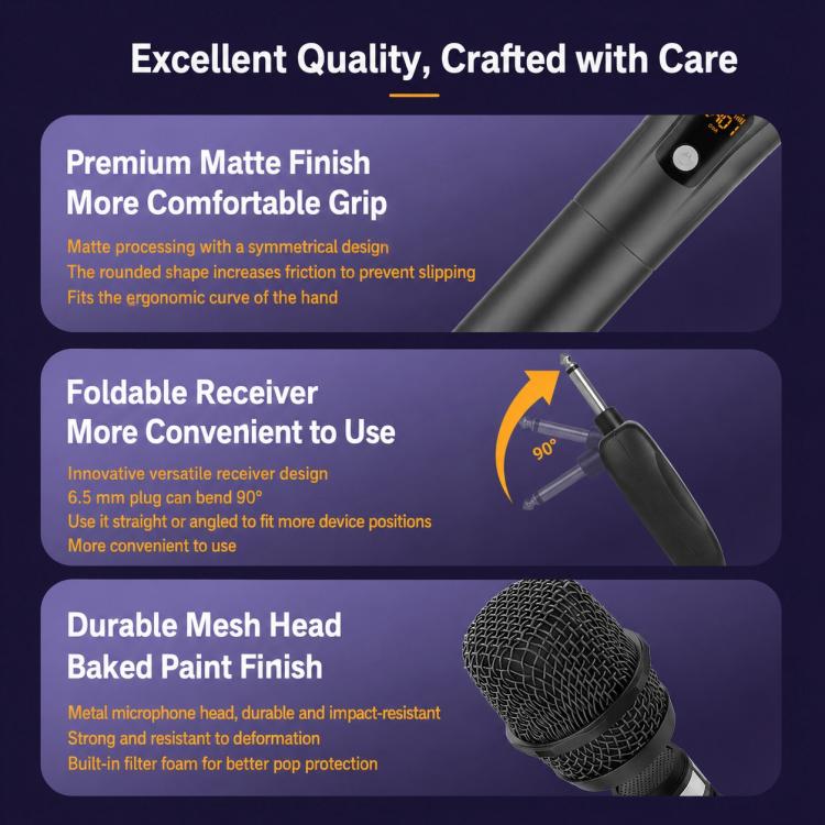 G109 2 in 1 Anti-Feedback 2.4G Wireless Handheld Microphone