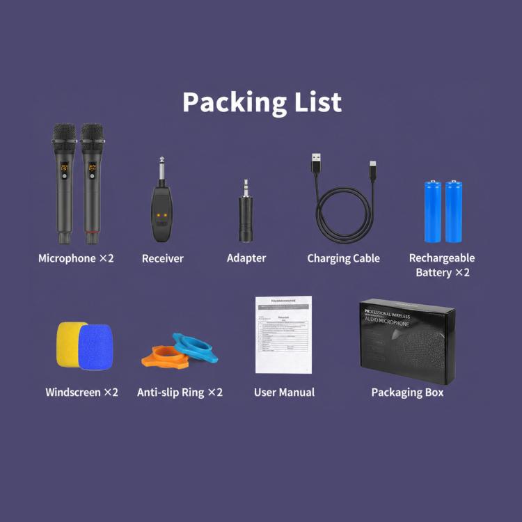G109 1 to 2 Anti-Feedback 2.4G Wireless Handheld Microphone