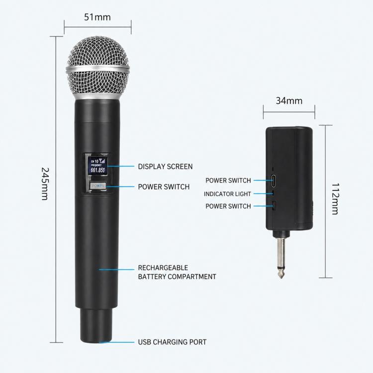GE5 2 in 1 Wireless 2.4G Handheld Microphone