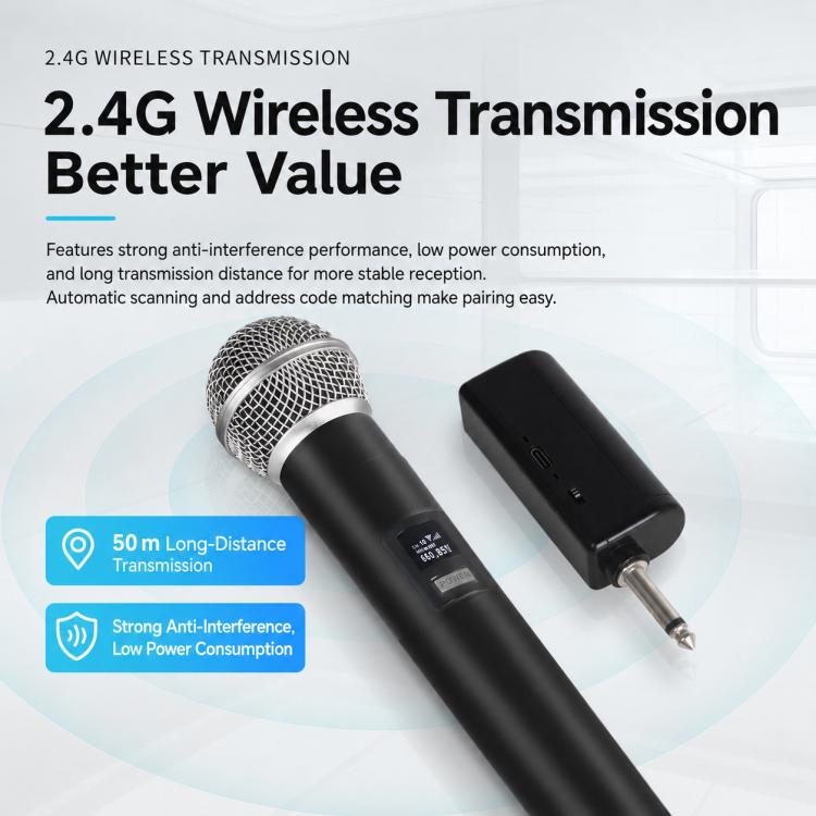 GE5 1 to 2 Wireless 2.4G Handheld Microphone