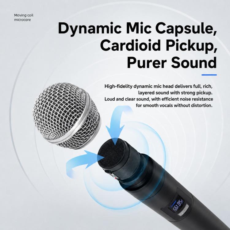 V8 1 to 2 VHF Wireless Handheld Microphone