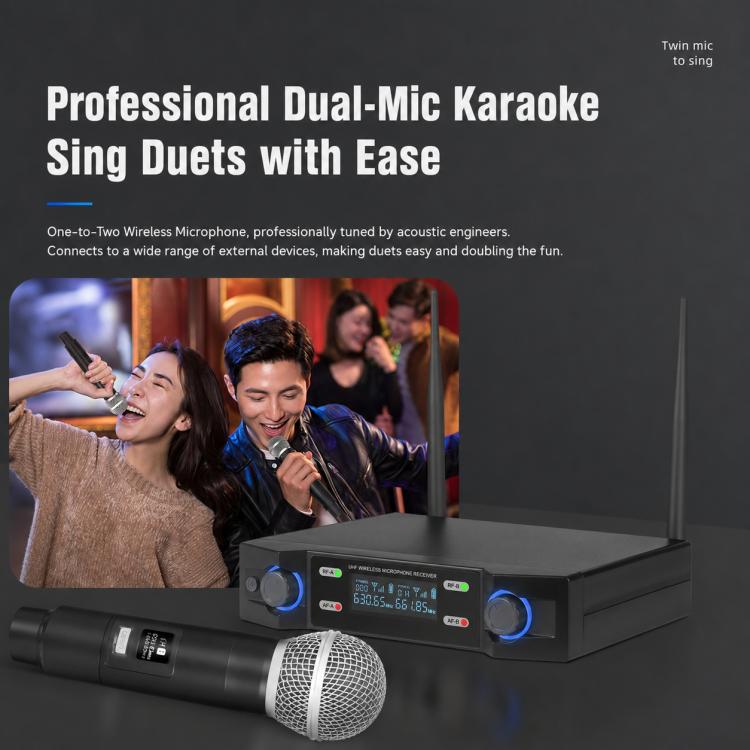 V8 1 to 2 VHF Wireless Handheld Microphone