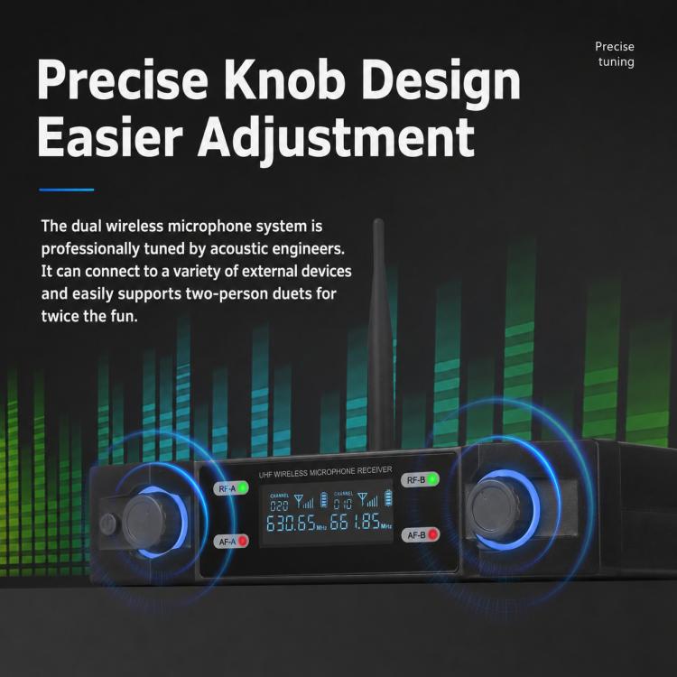 V8 1 to 2 VHF Wireless Handheld Microphone