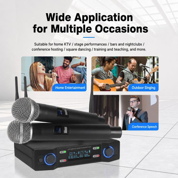 V8 1 to 2 VHF Wireless Handheld Microphone