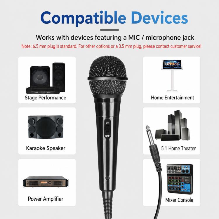 YS-01 Integrated Wired Dynamic Microphone, 6.35mm, 3.5mm