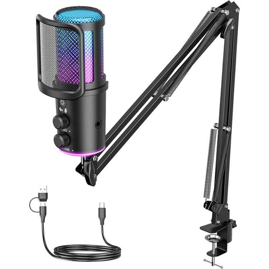ONIKUMA M530 USB Condenser Microphone RGB Gaming Mic for Streaming