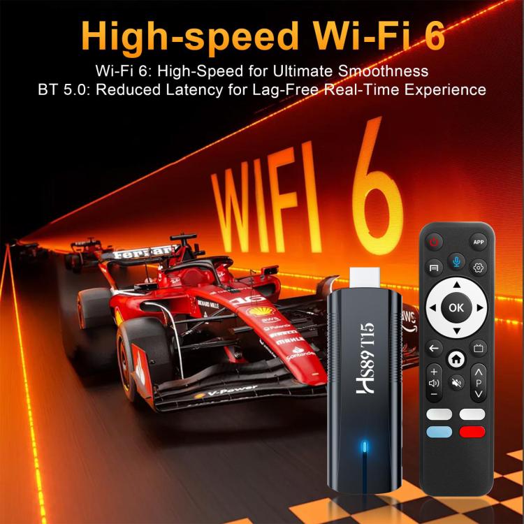 HS89 T15 Android 14 Mini HD TV Stick with Remote Control, RK3539 Cortex-A55 Quad-Core, 2GB+16GB, 4GB+32GB