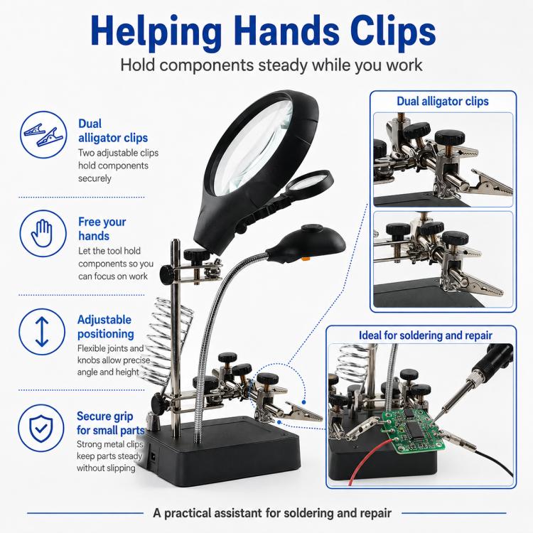 16129-C1 Desktop Welding Repair Stand Magnifying Glass with LED Light, 16129-C1