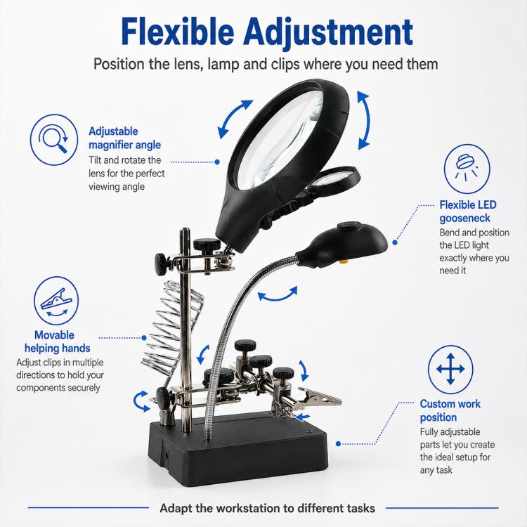 16129-C1 Desktop Welding Repair Stand Magnifying Glass with LED Light, 16129-C1