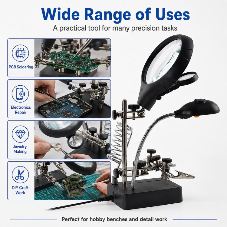 16129-C1 Desktop Welding Repair Stand Magnifying Glass with LED Light, 16129-C1