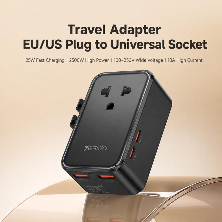 Yesido MC47 4-Port 25W GaN Fast Charger Universal Travel Adapter, MC47