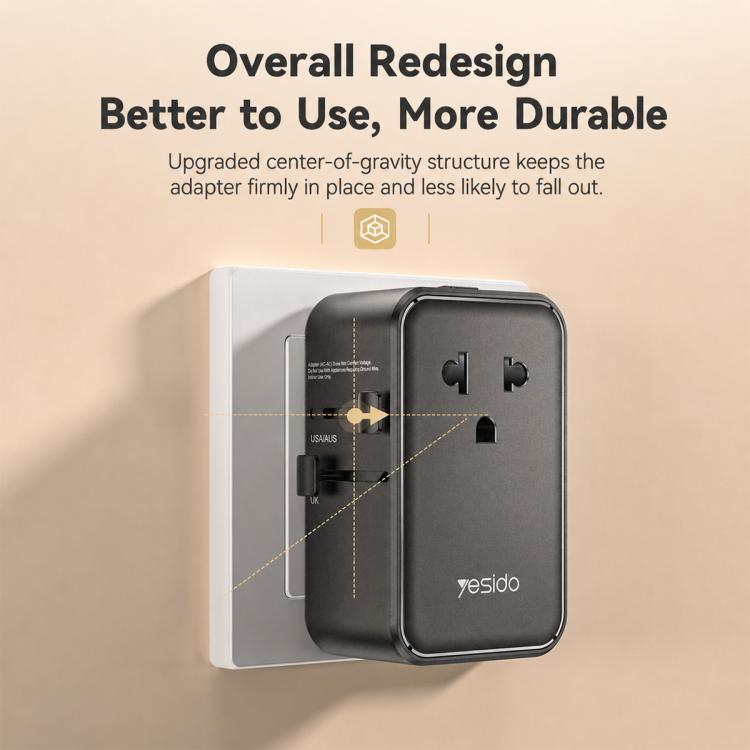 Yesido MC47 4-Port 25W GaN Fast Charger Universal Travel Adapter, MC47