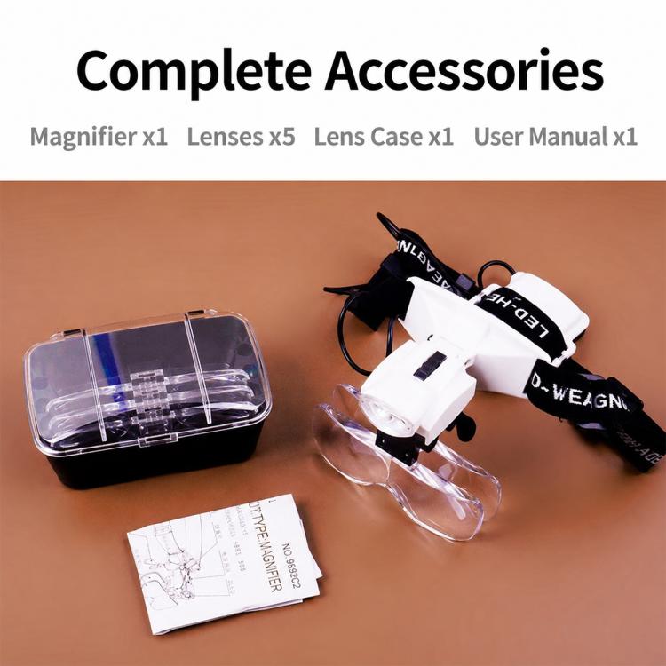 9892C2 Head-Mounted Electronic Repair Magnifying Glass with LED Light, 9892C2