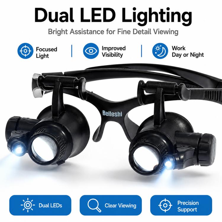 9892GJ Head-mounted Glasses Style Watch Repair Magnifying Glasses with LED Light, 9892GJ