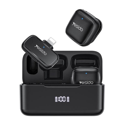 Yesido KR30 1 to 2 Wireless Lavalier Microphone 8 Pin Receiver with Charging Box