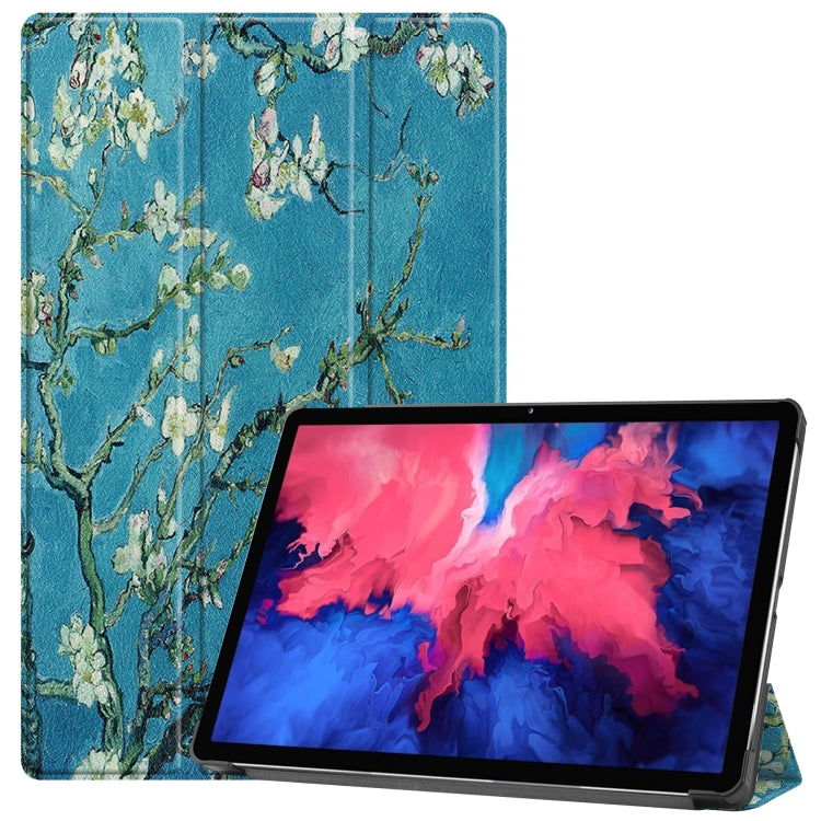Custer Painted 3-Fold Holder Smart Leather Tablet Case, For Lenovo Tab P11 Pro (TB-XJ706F), For Lenovo Tab P11 TB-J606F / TB-J607Z
