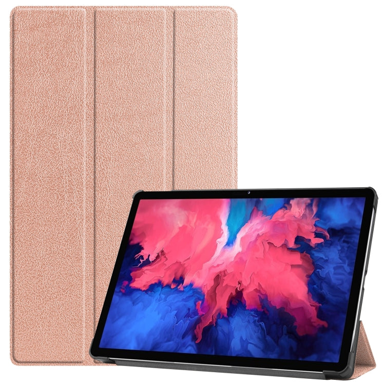 Custer Texture Horizontal Flip Leather Case with Three-folding Holder & Sleep / Wake-up Function, For Lenovo Tab P11 Pro (TB-XJ706F), For Lenovo Tab P11 (TB-J606F)