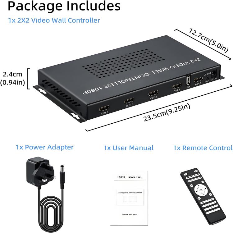NK-BT44 HDMI 2x2 High-Definition Video Adapter with USB Interface, US Plug, EU Plug, UK Plug, AU Plug