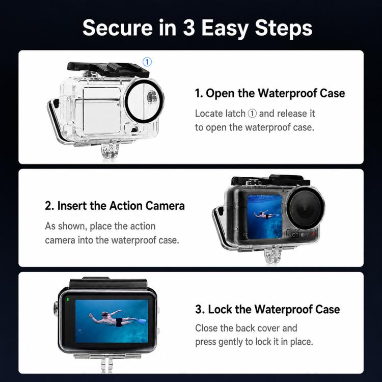 Waterproof Housing 60m Underwater Cameras Cover with Buoyancy Bar, For DJI Osmo Action 6, For DJI Osmo Action 5 Pro / 4 / 3
