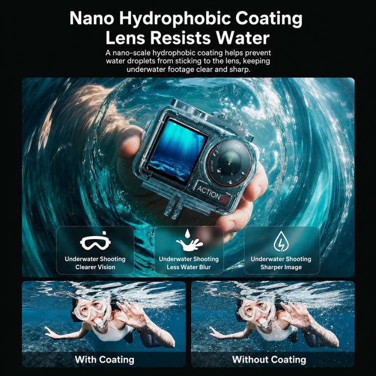 Waterproof Housing 60m Underwater Cameras Cover with Buoyancy Bar, For DJI Osmo Action 6, For DJI Osmo Action 5 Pro / 4 / 3