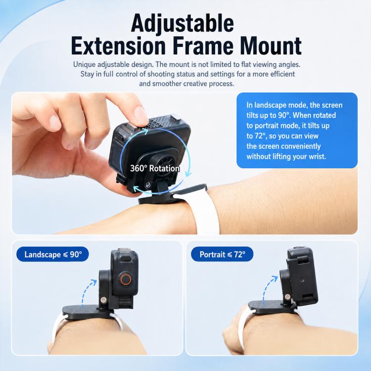 Multi-Function Camera Expansion Mount with Backpack Clip & Wrist Strap, For DJI Osmo Nano