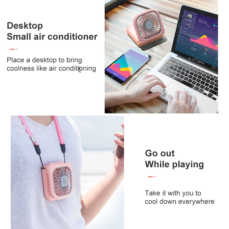 F20 Electroplating Handheld Fan Portable Desktop Folding Mute USB Hanging Neck Fan, F20 (White), F20 (Pink), F20 (Green), F20 (Blue)