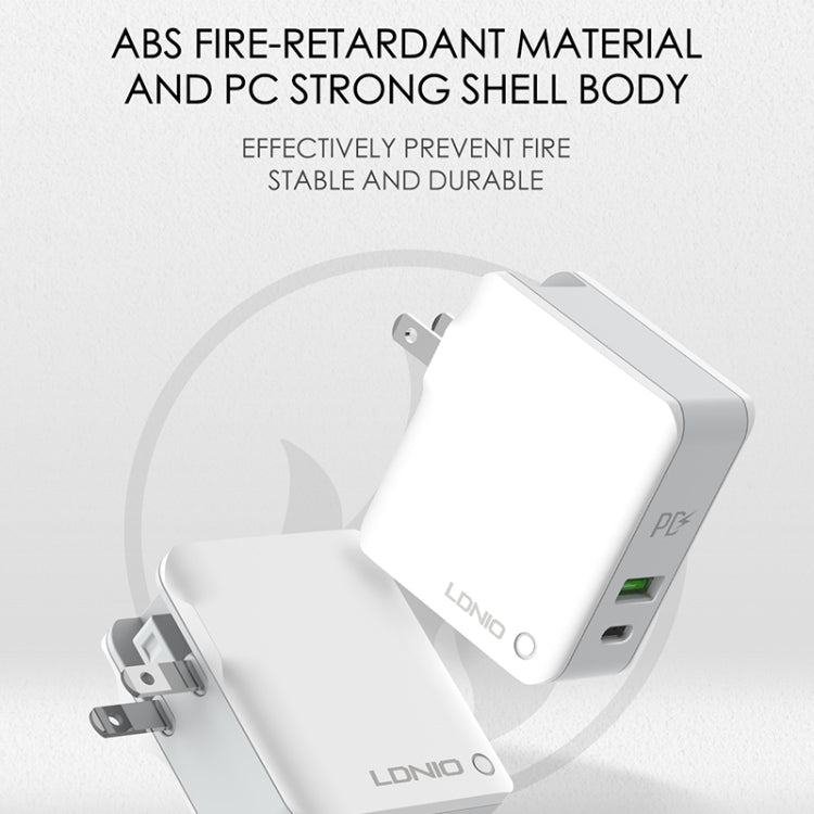 LDNIO A4403C 30W PD + Auto-id Foldable Fast Travel Charger with 1m Micro USB Cable, EU Plug, with Micro USB Cable, 30W with Micro USB Cable