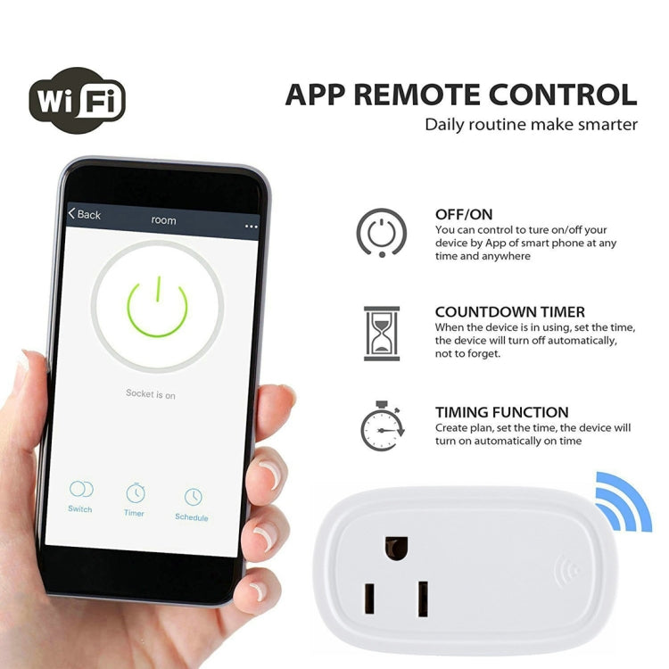 JH-G09U 15A 2.4GHz WiFi Control Hubless Smart Home Power Socket Works with Alexa  & Google Home, AC 100-240V, US Plug, JH-G09U