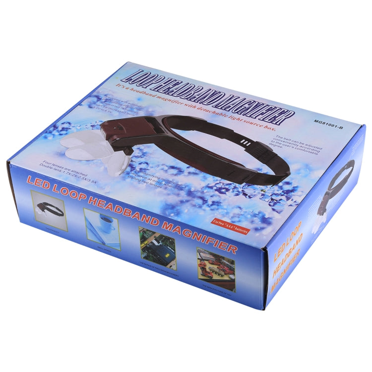 Multi-function Adjustable Maintenance Dentistry Reading Head Magnifier with 2 LED Light & 4 Lenses (1.7X, 2X, 2.5X, 4X), 5 Lens 1.0X-3.5X  (Black)