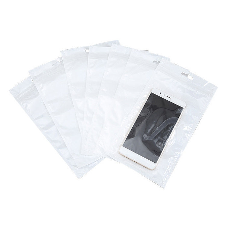 100 PCS 30cm x 40cm Hang Hole Clear Front White Pearl Jewelry Zip Lock Packaging Bag, Custom Printing and Size are welcome, 30*40cm