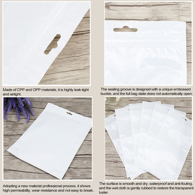 100 PCS 30cm x 40cm Hang Hole Clear Front White Pearl Jewelry Zip Lock Packaging Bag, Custom Printing and Size are welcome, 30*40cm