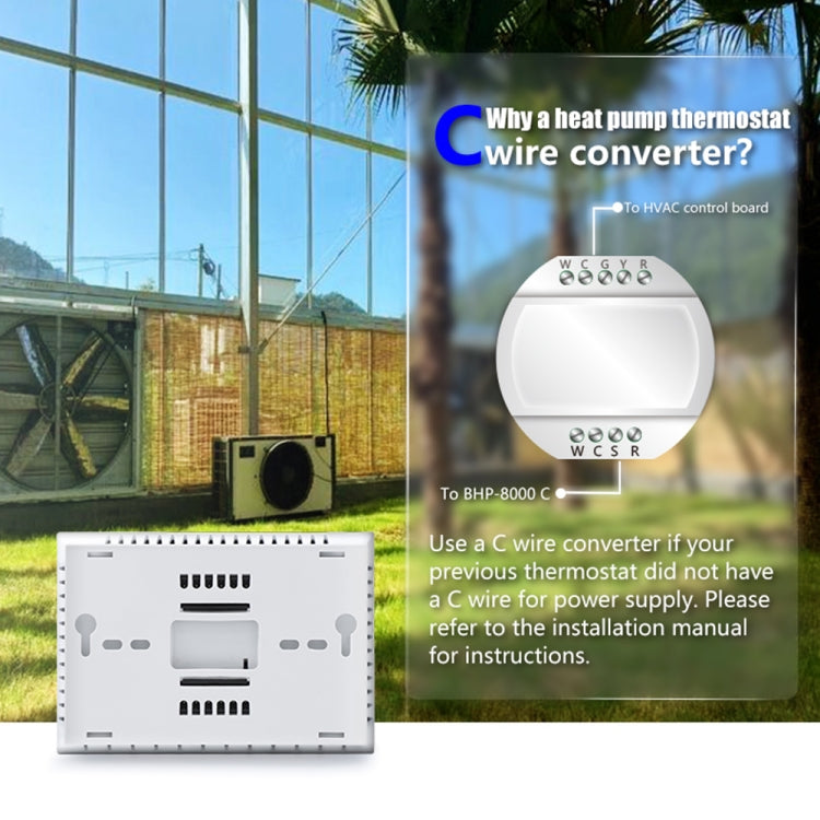 BHP-8000-WIFI-SS 3H2C Smart Home Heat Pump Round Room Brushed Mirror Housing Thermostat with WiFi, AC 24V, with WiFi