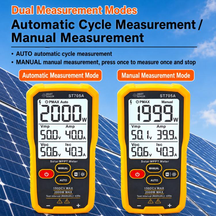 SMART SENSOR ST705 1000W Solar Panel Tester Meter MPPT Photovoltaic Multimeter, ST705