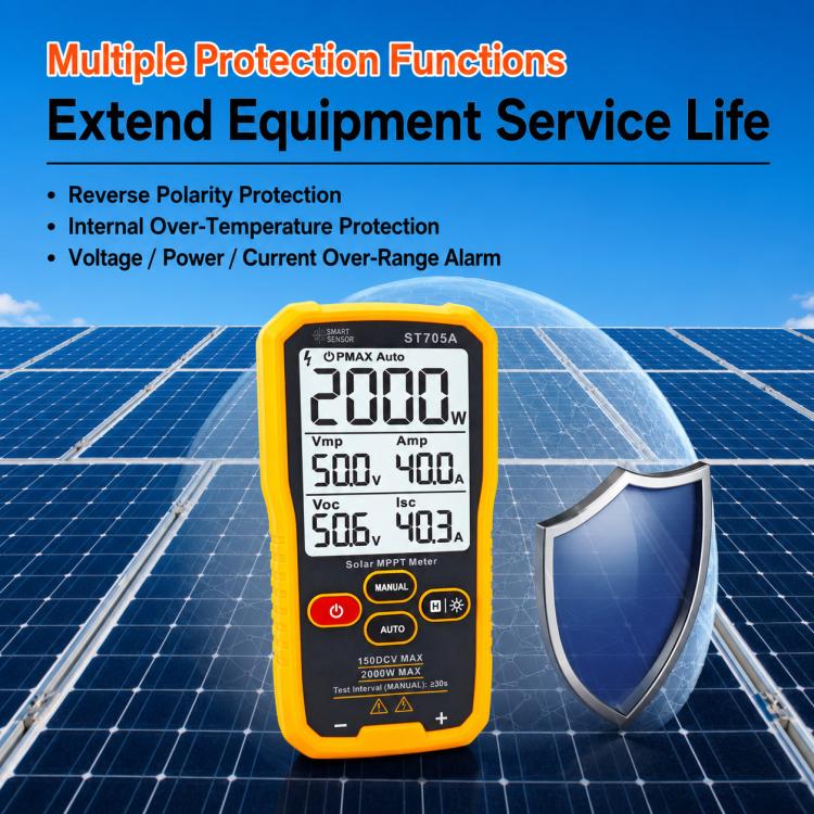 SMART SENSOR ST705A 2000W Solar Panel Tester Meter MPPT Photovoltaic Multimeter, ST705A