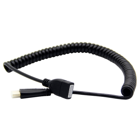 HDMI Male to HDMI Female Retractable Coiled Adapter Cable, Coiled Cable Stretches to 2.4m, HDMI AM to AF