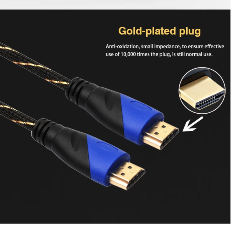1m HDMI 1.4 Version 1080P Woven Net Line Blue Black Head HDMI Male to HDMI Male Audio Video Connector Adapter Cable, Length: 1m