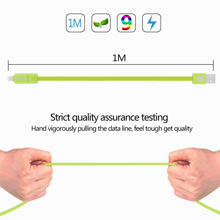 HAWEEL 1m 2 in 1 Micro USB & 8 Pin to USB Data Sync Charge Cable, 2 in 1 Cable in two connectors, 2 in 1