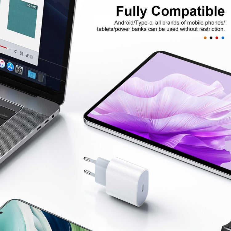 HAWEEL PD 20W Single USB-C / Type-C Interface QC Travel Charger, Support Full QC Protocol, EU Plug, QC Charger EU Plug