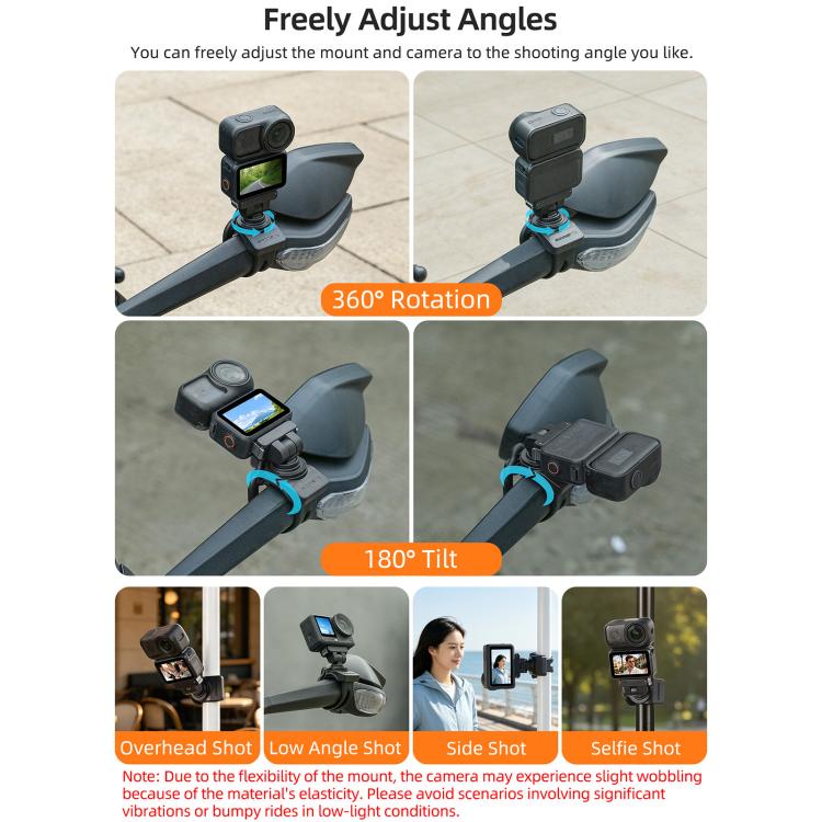 Sunnylife Magnetic Quick-Release Flexible Mount Series 360 Strap Wrap Band Mount Bike Tube Clip Holder For Insta360 X4 Air / X5 / Ace / Ace Pro 2 / 1, For Insta360 X4 Air / X5 / Ace / Ace Pro 2 / 1