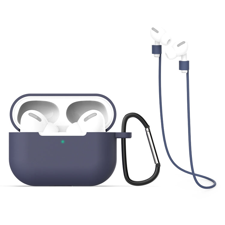 For AirPods Pro Silicone Earphone Protective Case + Hook + Anti-lost Rope 3 in 1 Set, For AirPods Pro