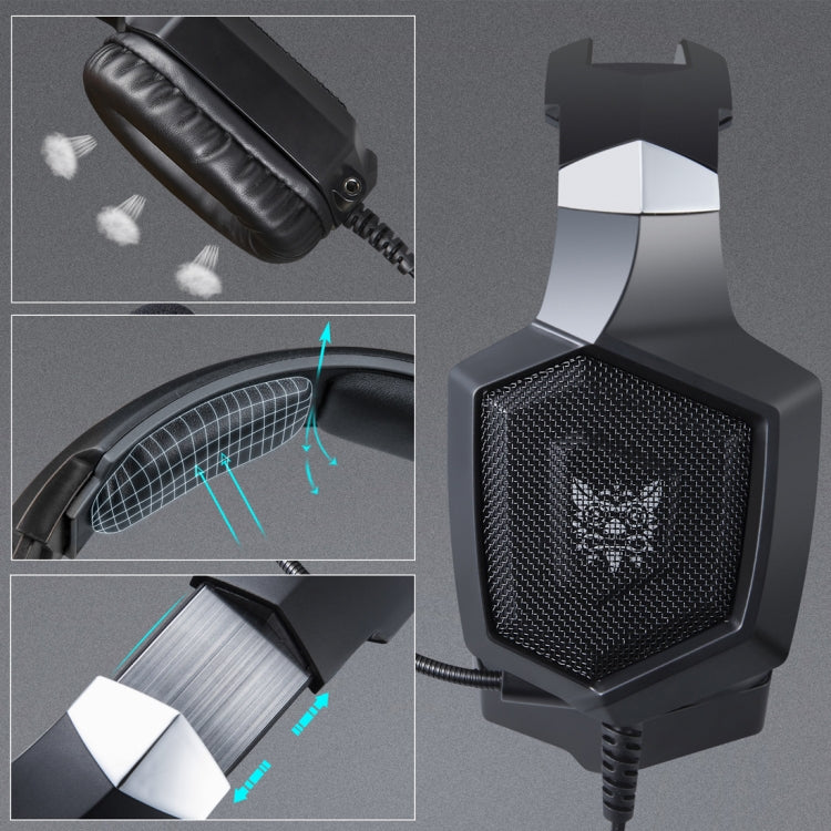ONIKUMA K8 Over Ear Bass Stereo Surround Gaming Headphone with Microphone & LED Lights