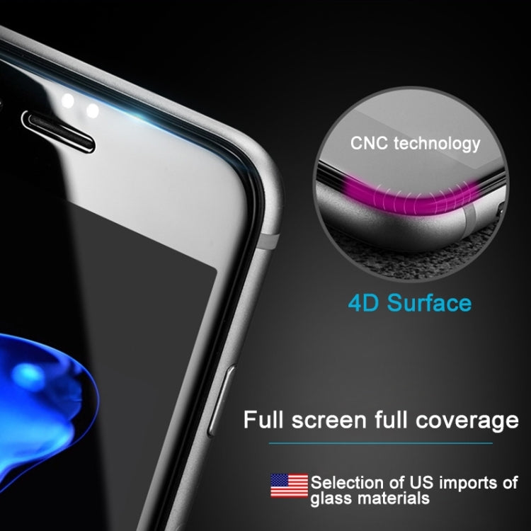For iPhone 6 Plus & 6s Plus 0.26mm 9H Surface Hardness 4D Curverd Arc Explosion-proof HD Silk-screen Tempered Glass Full Screen Film