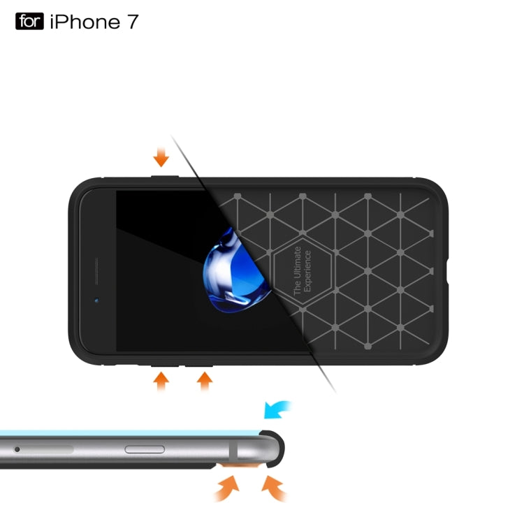 For  iPhone 8 & 7  Brushed Texture Fiber TPU Rugged Armor Protective Case, For iPhone 8 & 7, For 8 & 7