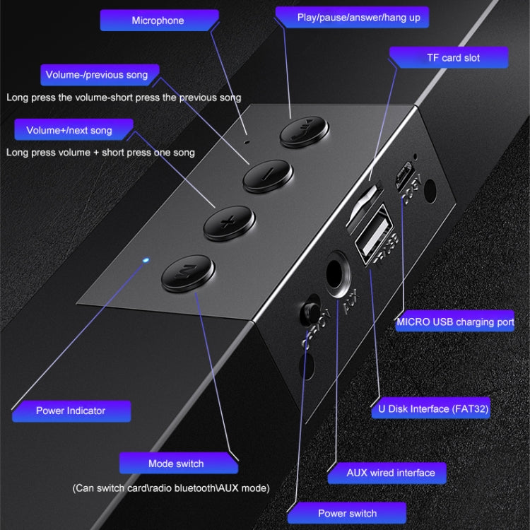 YINDIAO A36 Bluetooth 5.0 Smart Subwoofer Computer Wireless Bluetooth Speaker, Bluetooth Upgrade Version, Bluetooth Upgrade Version(Black)
