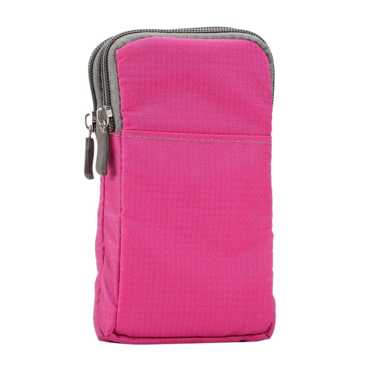 Universal Multi-function Plaid Texture Double Layer Zipper Sports Waist Bag / Shoulder Bag for iPhone X  & 7 & 7 Plus / Galaxy S9+ / S8+ / Note 8 / Sony Xperia Z5 / Huawei Mate 8, Size: 16.5 x 9.0 x 3.0cm