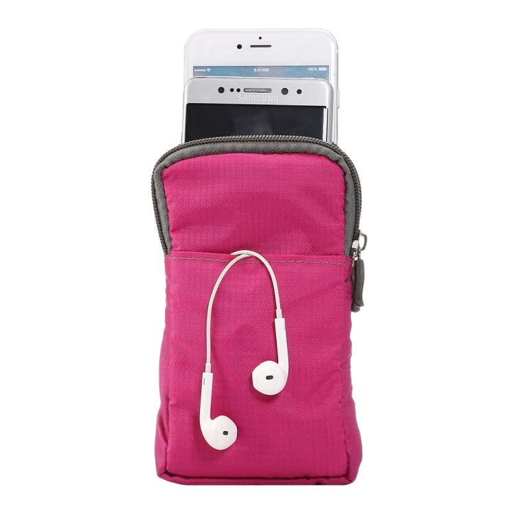 Universal Multi-function Plaid Texture Double Layer Zipper Sports Waist Bag / Shoulder Bag for iPhone X  & 7 & 7 Plus / Galaxy S9+ / S8+ / Note 8 / Sony Xperia Z5 / Huawei Mate 8, Size: 16.5 x 9.0 x 3.0cm