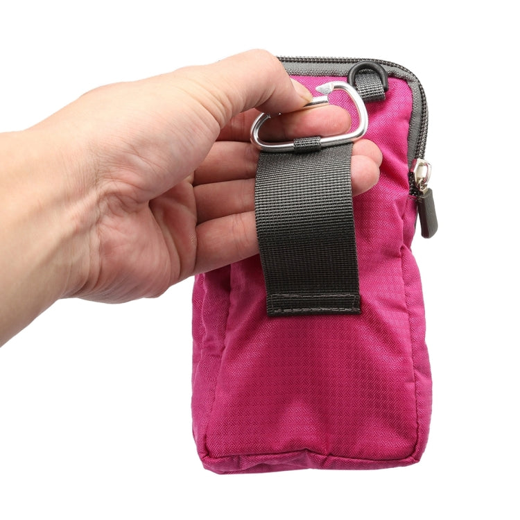 Universal Multi-function Plaid Texture Double Layer Zipper Sports Waist Bag / Shoulder Bag for iPhone X  & 7 & 7 Plus / Galaxy S9+ / S8+ / Note 8 / Sony Xperia Z5 / Huawei Mate 8, Size: 16.5 x 9.0 x 3.0cm
