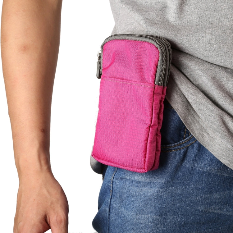 Universal Multi-function Plaid Texture Double Layer Zipper Sports Waist Bag / Shoulder Bag for iPhone X  & 7 & 7 Plus / Galaxy S9+ / S8+ / Note 8 / Sony Xperia Z5 / Huawei Mate 8, Size: 16.5 x 9.0 x 3.0cm
