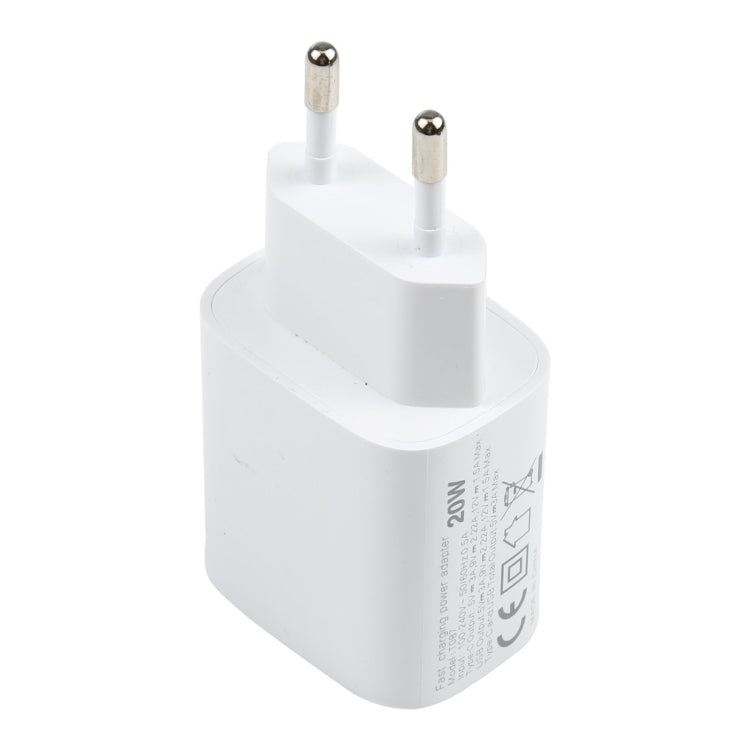 T087 20W USB-C / Type-C + USB Ports Fast Charging Travel Charger, EU Plug, EU Plug